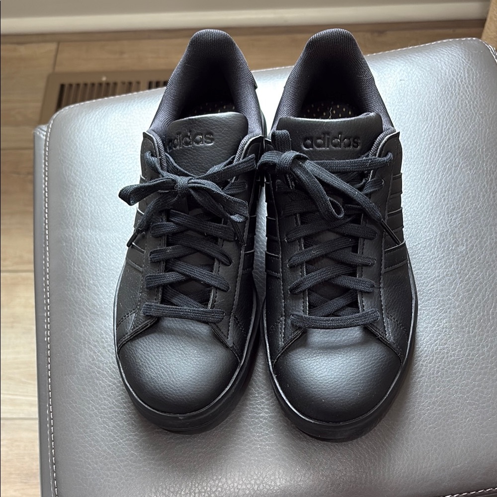 Adidas Black Leather Sneakers